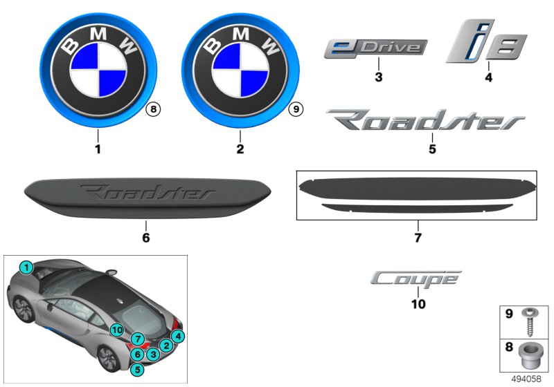 Genuine BMW 51149478911 I15 Lettering Trunk Lid GREY (Inc. i8) | ML Performance UK Car Parts