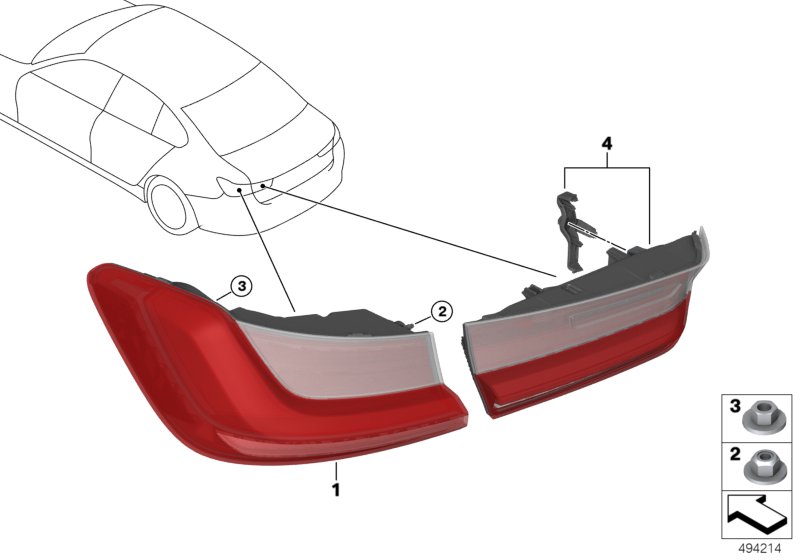 Genuine BMW 63217420456 G20 Rear Light In Trunk Lid, Right (Inc. M340i, M340iX & 330i) | ML Performance UK Car Parts