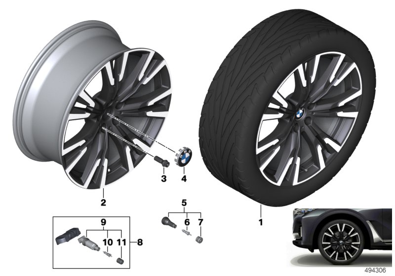 Genuine BMW 36116885462 G07 Disk Wheel, Light Alloy, In Orbitgrey 10,5JX22 ET:43 (Inc. X7 M50iX, X7 30dX & X7 40iX) | ML Performance UK Car Parts