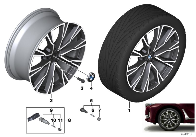 Genuine BMW 36118090109 G07 Disk Wheel, Light Alloy, In Orbitgrey 10,5JX22 ET:43 (Inc. X7) | ML Performance UK Car Parts