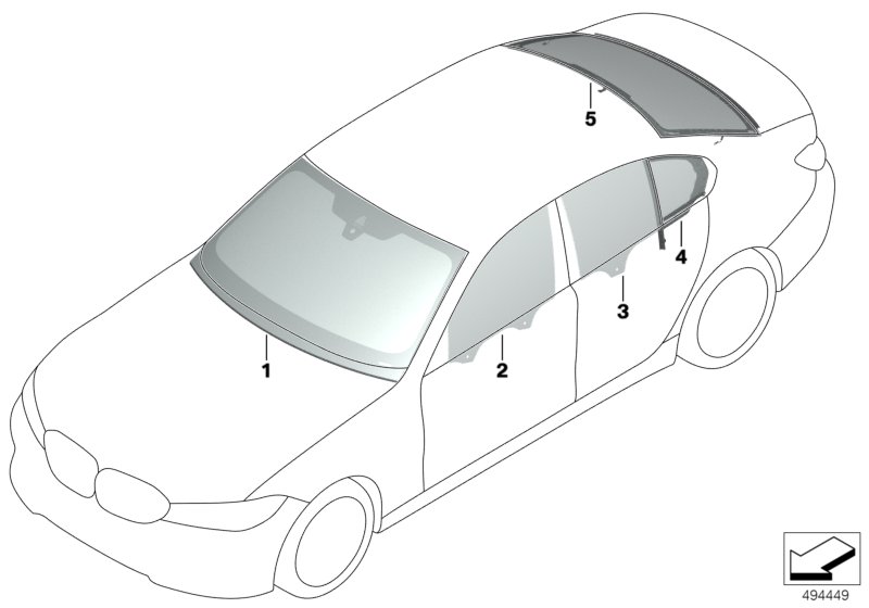 Genuine BMW 51357497105 G20 Side Window, Door, Left Rear SSG (Inc. M340iX, 320i 1.6 & 320d) | ML Performance UK Car Parts