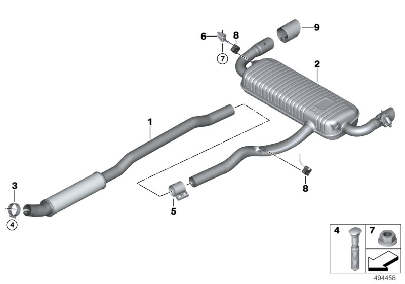 Genuine BMW 18308744675 F44 Rear Muffler With Exhaust Flap (Inc. M235iX) | ML Performance UK Car Parts