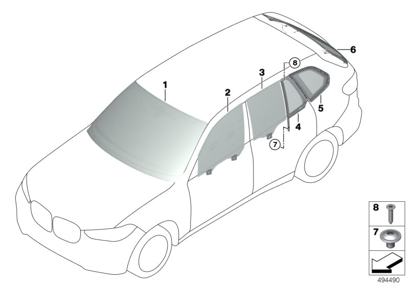 Genuine BMW 51357430935 G05 Side Window, Door, Left Rear (Inc. X5) | ML Performance UK Car Parts