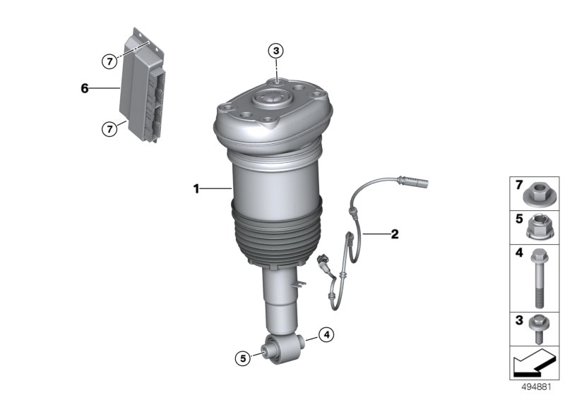 Genuine BMW 37106869038 G05 G06 Air Spring Strut, Rear Right VDC (Inc. X5 45eX & X6) | ML Performance UK Car Parts