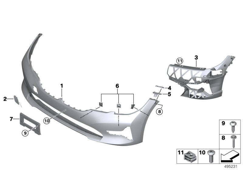 Genuine BMW 51118496501 G20 Trim Cover, Bumper, Primed, Front US LINES PDC (Inc. 330i & 330iX) | ML Performance UK Car Parts