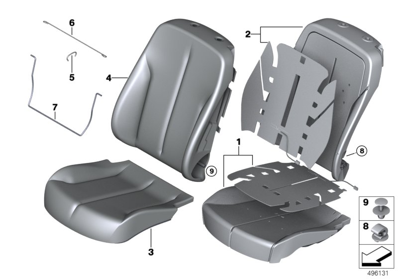 Genuine BMW 52108494942 Leather Cover For Basic Seat Right OYSTER (Inc. 428iX, 430d & 435iX) | ML Performance UK Car Parts