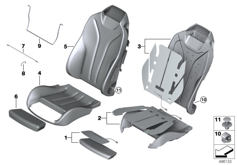 Genuine BMW 52107388775 F33 F83 Foam Pad Sports Seat, Left (Inc. 435iX, 435i & M4) | ML Performance UK Car Parts