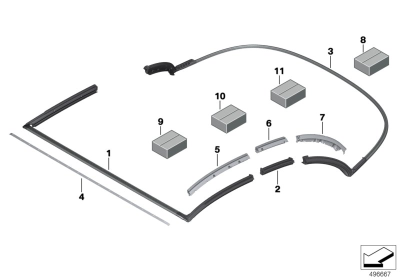 Genuine BMW 54347947277 F91 G14 Set, Seal Roof Frame Center (Inc. 840i, M850iX & 840iX) | ML Performance UK Car Parts