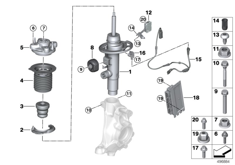 Genuine BMW 37106895055 G20 Spring Strut Front Left Vdc AWD (Inc. 320iX, 320dX & 330iX) | ML Performance UK Car Parts