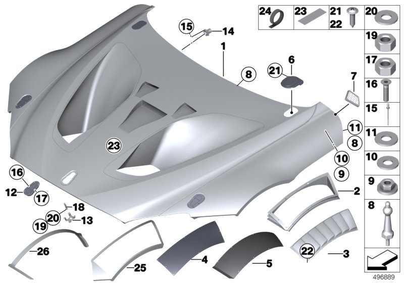 Genuine BMW 83318428176 Template Hood Cutout INSIDE RH (Inc. M6 GT3) | ML Performance UK Car Parts