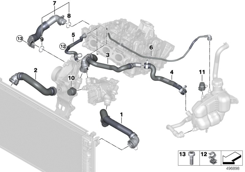 Genuine BMW Mini 17128658483 F46 F56 Pipe, Expansion Tank-Cylinder Head (Inc. One, X2 25iX & X2 M35iX) | ML Performance US Car Parts