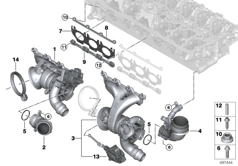 Genuine BMW 11658054872 Turbocharger With Exhaust Manifold ZYL. 1-3 (Inc. X3 M & X4 M) | ML Performance UK Car Parts