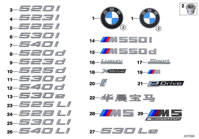 Genuine BMW 51147418524 G30 Label 530E (Inc. 530e & 530eX) | ML Performance UK Car Parts