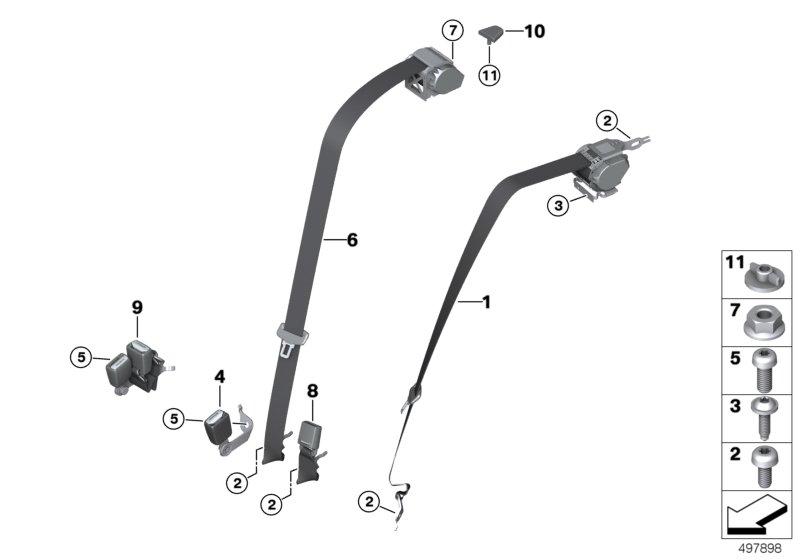 Genuine BMW 72118076377 G20 Upper Belt Rear Left SCHWARZ M (Inc. 330i, 330iX & M340iX) | ML Performance UK Car Parts