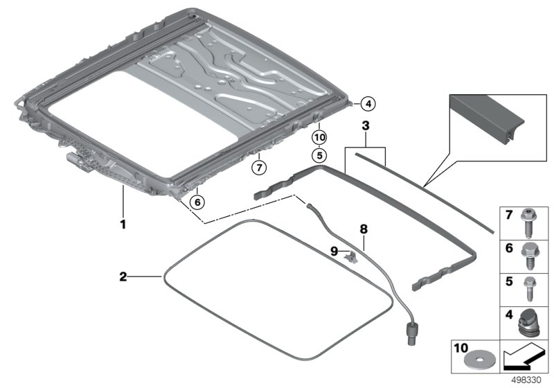 Genuine BMW 54107382989 F16 G12 G11 Seal, Sunroof (Inc. 520i, 518d & 730d) | ML Performance UK Car Parts