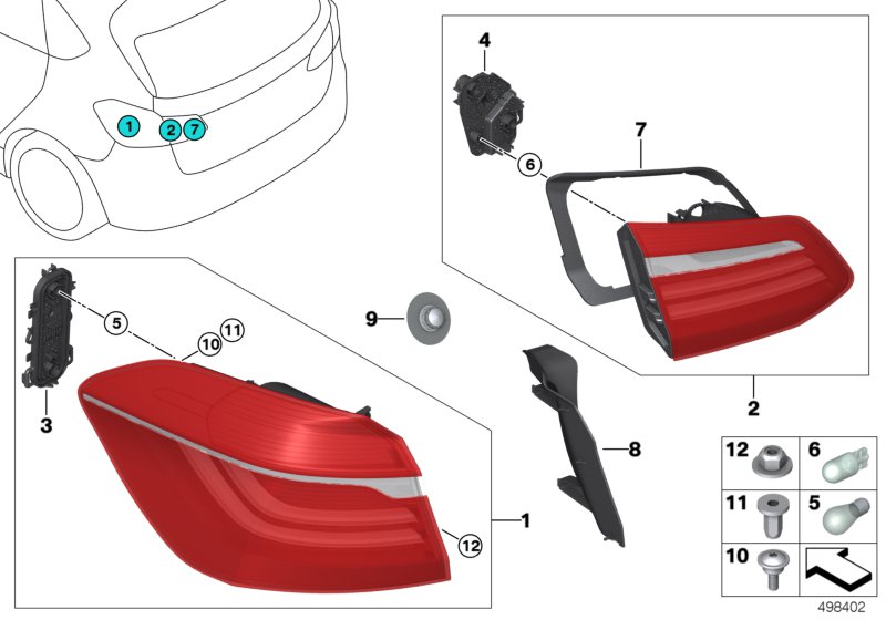 Genuine BMW 63217391841 F45 Bulb Socket,Rear Light In Trunk Lid,Left (Inc. 218d, 220i & 218dX) | ML Performance UK Car Parts