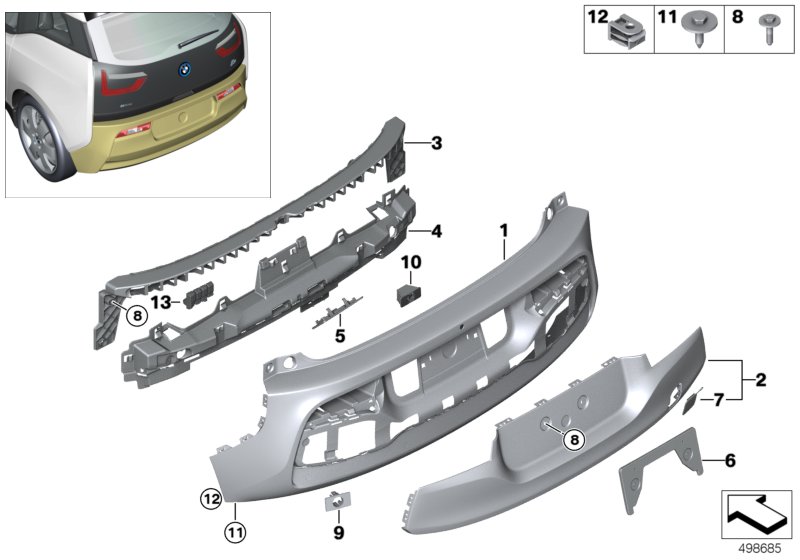 Genuine BMW 51127462330 Bumper Trim Panel, Primed, Rear (Inc. i3 94Ah Rex, i3s 120Ah Rex & i3 94Ah) | ML Performance UK Car Parts