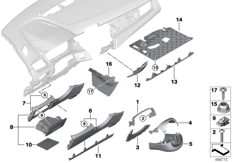 Genuine BMW 51459327328 F46 TriCover, Centerstack, Driver's Side SCHWARZ (Inc. 218dX, 216i & 225xe) | ML Performance UK Car Parts