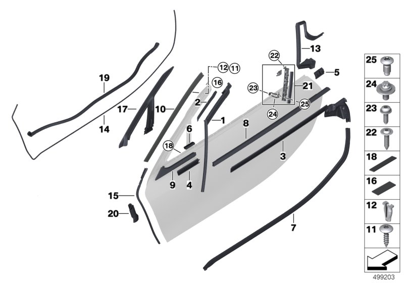 Genuine BMW 51338494503 I15 Window Guide, Left (Inc. i8) | ML Performance UK Car Parts