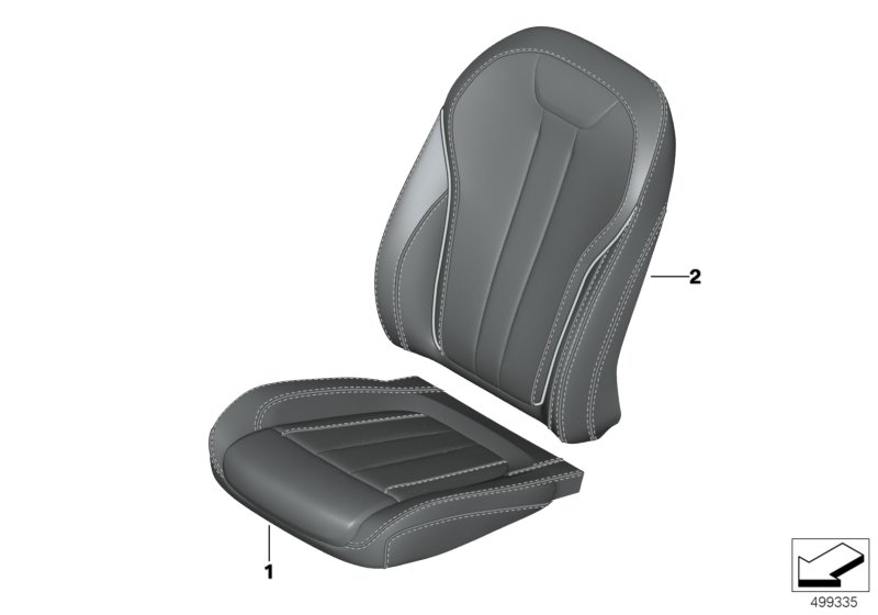 Genuine BMW 52108493583 G07 G05 G06 Cover, Comfort Backrest, Perf. Lthr, Le WEISS/BLAU (Inc. X7 50iX, X5 45eX & X6 30dX) | ML Performance UK Car Parts