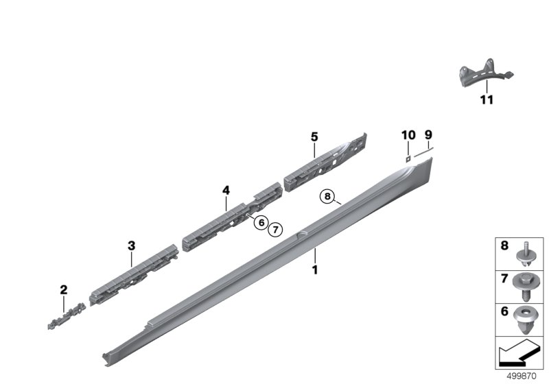 Genuine BMW 51778073134 G30 G31 F90 Rocker Panel Trim, Primed, Right -M- (Inc. 520dX, 540dX & 530dX) | ML Performance US Car Parts