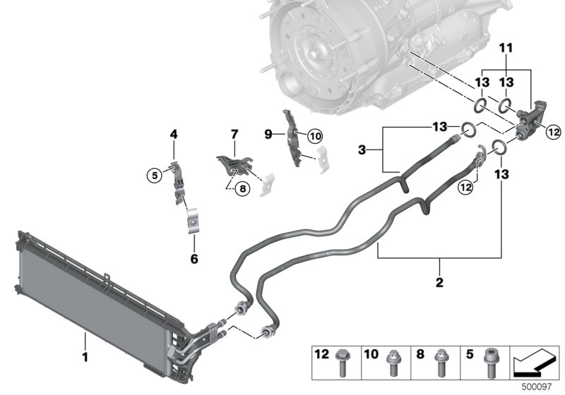 Genuine BMW 17228672935 G01 G02 Transmission Oil Cooler Line, Flow (Inc. X3) | ML Performance UK Car Parts