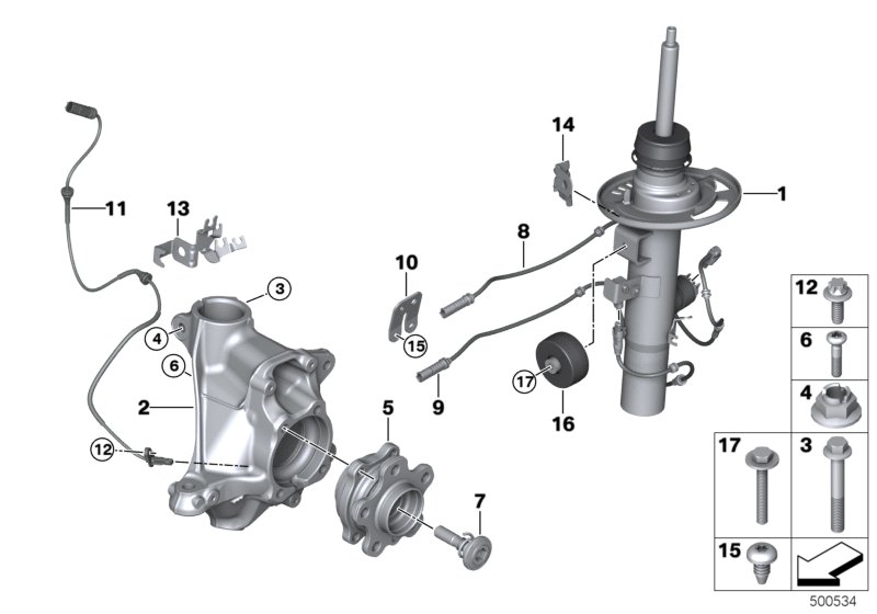 Genuine BMW 37106887158 Spring Strut Front Right Vdc (Inc. X3 M40iX, X4 M40dX & X4 M40iX) | ML Performance UK Car Parts