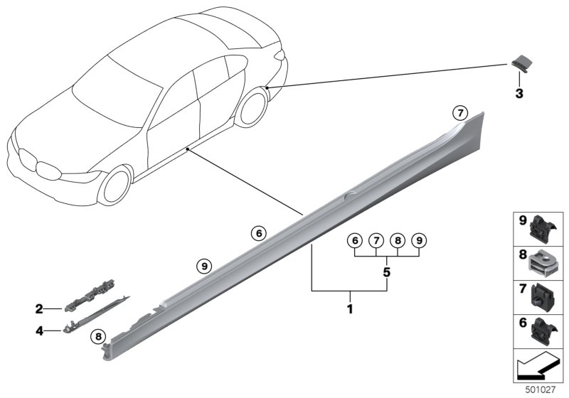 Genuine BMW 51778099910 G20 G21 Door Sill Cover, Primed Right M (Inc. 330dX, 318d & 320d) | ML Performance UK Car Parts