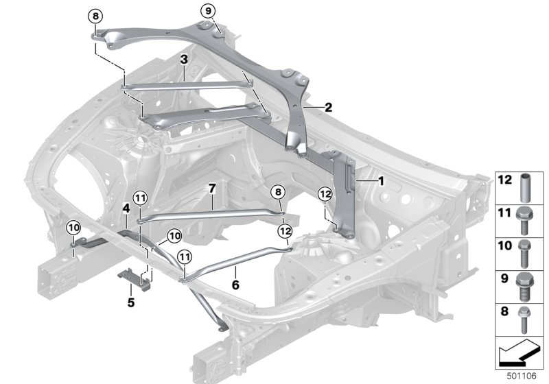 Genuine BMW 51617453800 G14 G30 G11 Strut Brace, Bulkhead (Inc. 518d, 530d & 730Li) | ML Performance UK Car Parts