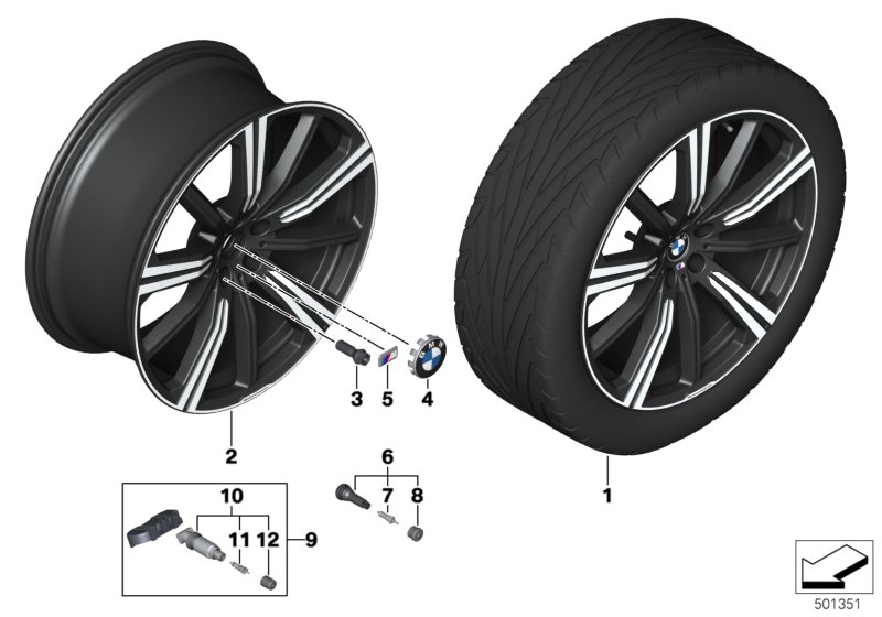 Genuine BMW 36116893544 G05 G06 Disk Wheel, Light-Alloy, Black Matt 9,5JX22 ET:37 (Inc. X5 & X6 40i) | ML Performance UK Car Parts