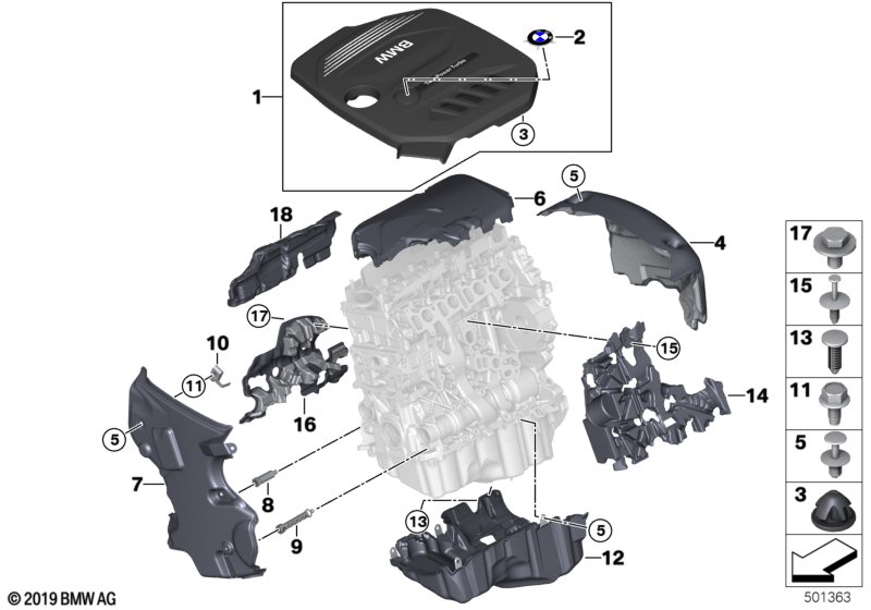 Genuine BMW 11148574089 G12 G02 G11 Acoustic Cover, Right (Inc. 725Ld, 520d ed & X4 20dX) | ML Performance UK Car Parts