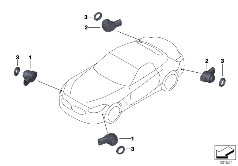 Genuine BMW 66209472275 G29 Ultrasonic Sensor, Frozen Gray Ii WC37 (Inc. Z4 20i, Z4 30i & Z4 M40i) | ML Performance UK Car Parts