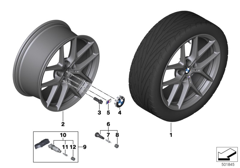 Genuine BMW 36118092353 F40 F44 Disk Wheel, Light Alloy, In Orbitgrey 8JX18 ET:54 (Inc. 116d, 220d & M235iX) | ML Performance UK Car Parts