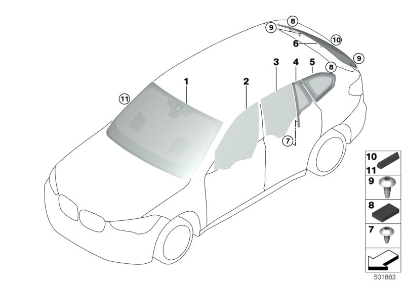 Genuine BMW 51337349647 F48 Side Window, Rigid, Rear Left (Inc. X1 20d, X1 18d & X1 16d) | ML Performance UK Car Parts