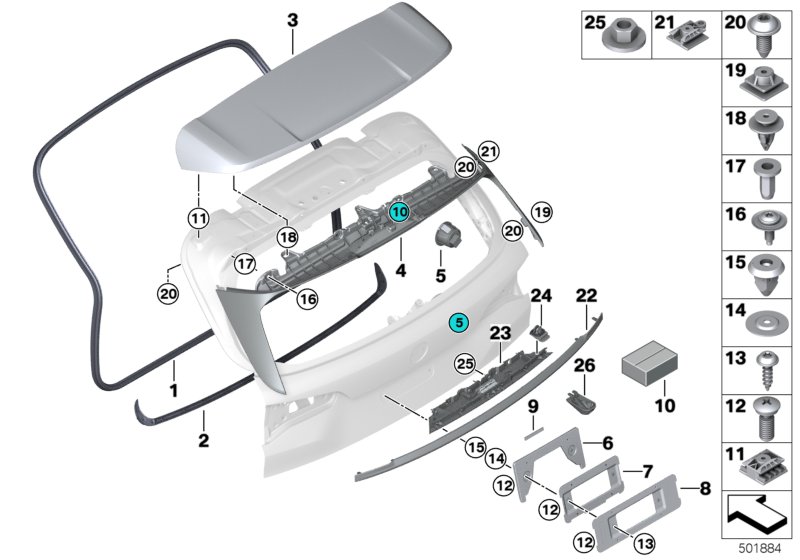 Genuine BMW 51769879269 G05 G07 Seal, Trunk Lid, Center (Inc. X7 40iX, X5 M50dX & X7 50iX) | ML Performance UK Car Parts