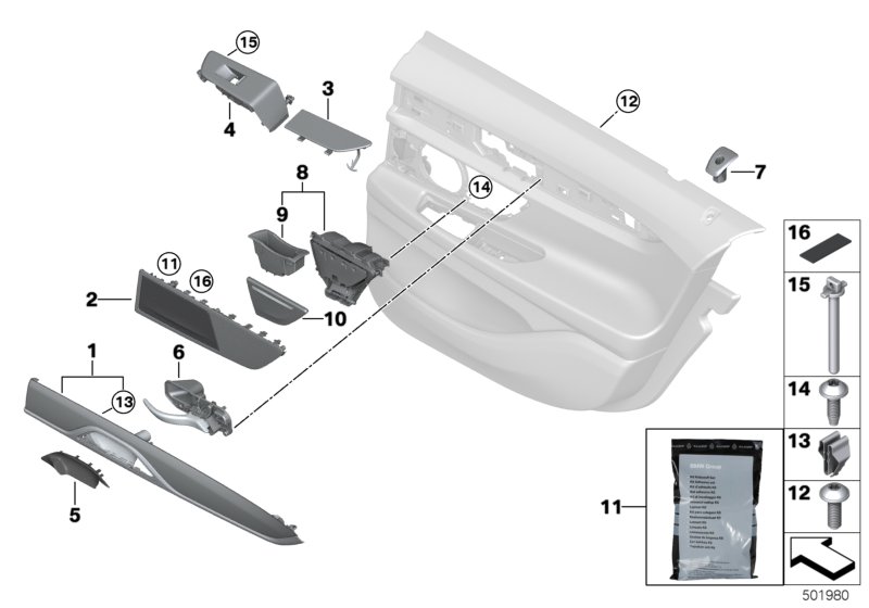 Genuine BMW 51427425025 G11 G11 Trim Piece Door, Poplar Grain, Rear Left GRAU (Inc. 730dX, 740i & 730i) | ML Performance UK Car Parts