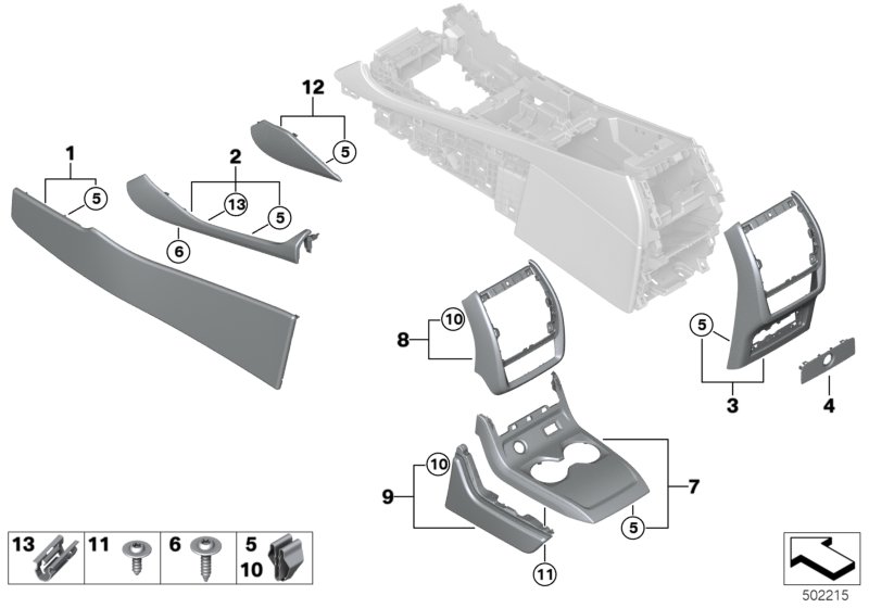 Genuine BMW 51166996446 G06 Decor Trim Detail Cntr Console Lthr Rght TARTUFO (Inc. X6) | ML Performance UK Car Parts