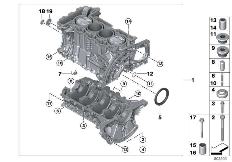 Genuine BMW 11110445412 R56 Engine Block With Crankgear (Inc. Coop.S JCW) | ML Performance UK Car Parts