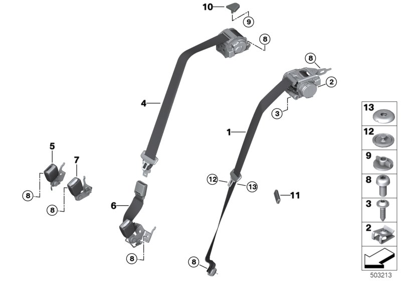 Genuine BMW 72117491750 F93 G16 Upper Belt Rear Right BLACK (Inc. 840i, M8 & 840iX) | ML Performance UK Car Parts