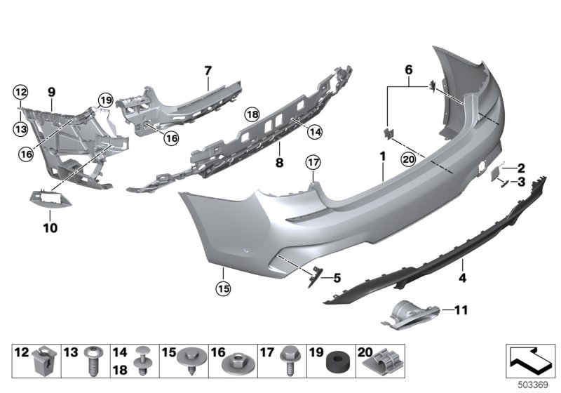 Genuine BMW 51128069393 G20 Mount For Bumper, Corner, Rear Left MSP/MPA (Inc. 318d, 330i & 320dX) | ML Performance UK Car Parts