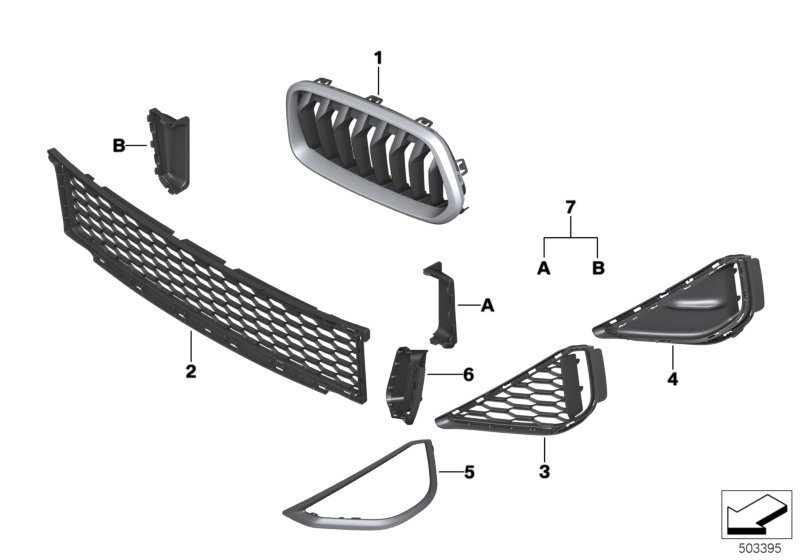 Genuine BMW 51118069098 F39 Grid Lateral Right M (Inc. X2 25iX, X2 20i & X2 16d) | ML Performance UK Car Parts