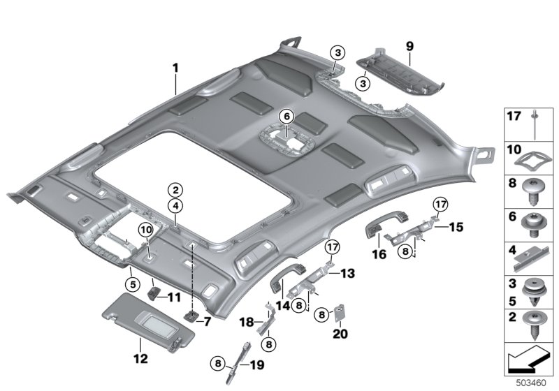 Genuine BMW 51448068519 F90 G30 Roofliner Slide/Tilt Sunroof Alcantara ANTHRAZIT (Inc. 530eX, 530i & M5) | ML Performance UK Car Parts