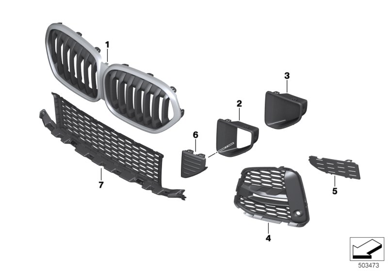 Genuine BMW 51138080619 F48 Grill Front SHADOWLINE (Inc. X1 20dX, X1 20d & X1 18i) | ML Performance UK Car Parts