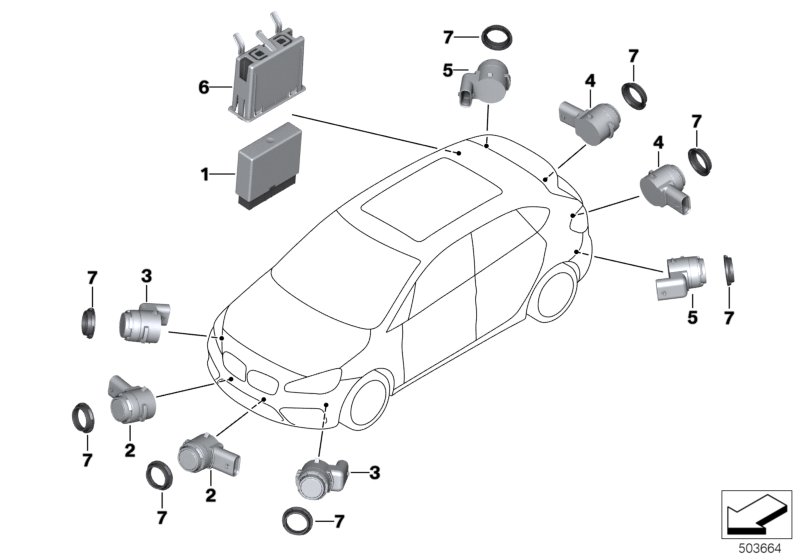 Genuine BMW 66209336906 F48 F46 Ultrasonic Sensor, Mineral Gray WB39 (Inc. i3 120Ah Rex, X2 25iX & JCW ALL4) | ML Performance UK Car Parts