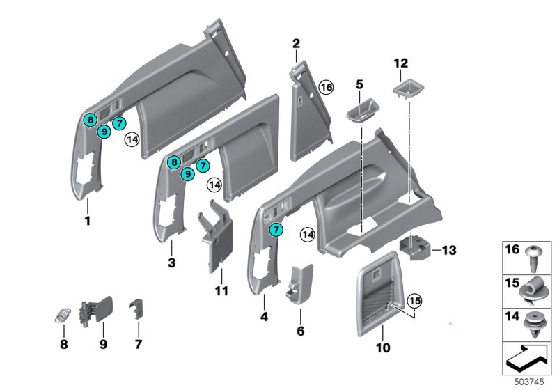 Genuine BMW 51477479952 G05 Finisher, Catch Bracket, Right SCHWARZ (Inc. X5) | ML Performance UK Car Parts