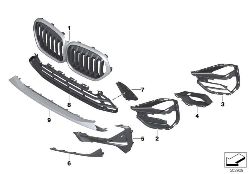 Genuine BMW 51117954254 F48 Trim On Grill, Side, Right BASIS (Inc. X1 18d, X1 25iX & X1 18dX) | ML Performance UK Car Parts