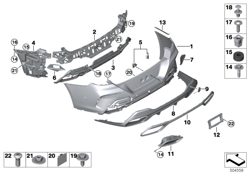 Genuine BMW 51128075305 G16 Guide, Center Rear M (Inc. 840i, 840dX & M850iX) | ML Performance UK Car Parts