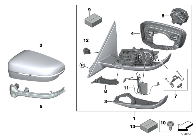 Genuine BMW 51168498203 G20 G21 Heated Outside Mirror, Left (Inc. 320i, 330dX & 330e) | ML Performance UK Car Parts