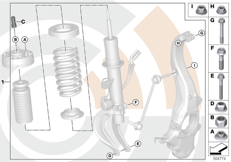 Genuine BMW 31352475200 F15 F16 Attachment Set Spring Strut, Front VAL ...