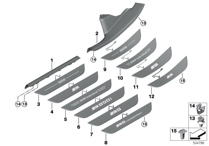 Genuine BMW 51478077785 G16 Trim Cover For Door Sill, Lighted, Left M (Inc. M850iX) | ML Performance UK Car Parts